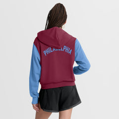 Philadelphia Phillies Women's Cooperstown Collection Cropped Full-Zip Hoodie - Burgundy/Light Blue | Nike