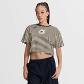 San Diego Padres Women's Cooperstown Collection Striped Cropped T-Shirt - Brown/Cream | Nike