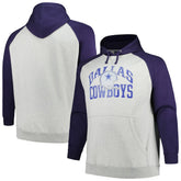 Dallas Cowboys Profile Big & Tall Favorite Arch Throwback Raglan Pullover Hoodie - Heather Gray/Navy cheap