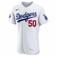Mookie Betts Los Angeles Dodgers Home Authentic Sponsor Patch Jersey - White | Nike