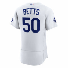Mookie Betts Los Angeles Dodgers Home Authentic Sponsor Patch Jersey - White | Nike