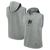 Miami Marlins Authentic Collection Early Work Dri-FIT Sleeveless Hoodie - Heather Gray | Nike