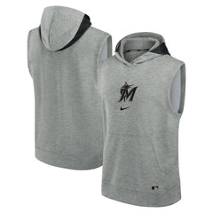 Miami Marlins Authentic Collection Early Work Dri-FIT Sleeveless Hoodie - Heather Gray | Nike