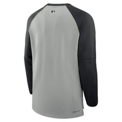 Colorado Rockies Authentic Collection Game Time Raglan Performance Long Sleeve T-Shirt - Heather Gray/Black | Nike