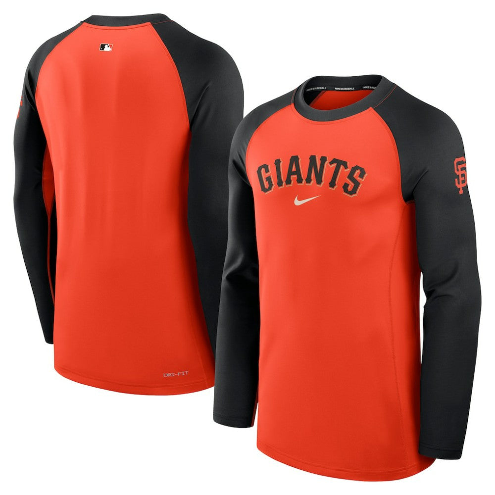 San Francisco Giants Authentic Collection Game Time Dri-FIT Raglan Long Sleeve T-Shirt - Orange/Black | Nike