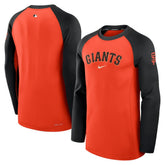 San Francisco Giants Authentic Collection Game Time Dri-FIT Raglan Long Sleeve T-Shirt - Orange/Black | Nike
