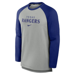 Texas Rangers Authentic Collection Game Time Raglan Performance Long Sleeve T-Shirt - Heather Gray/Royal | Nike