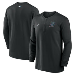 Miami Marlins Authentic Collection Game Time Performance Quarter-Zip Top - Black | Nike