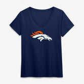 Denver Broncos Logo Athletic Women's Primary Logo V-Neck T-Shirt - Navy outlet