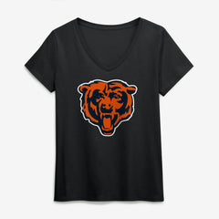 Chicago Bears Logo Athletic Women's Primary Logo V-Neck T-Shirt - Black for sale