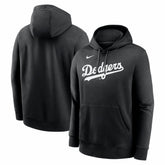 Los Angeles Dodgers Logo Club Fleece Hoodie - Black | Nike