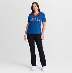 Texas Rangers Women's Diva Race Ahead Raglan V-Neck T-Shirt - Royal