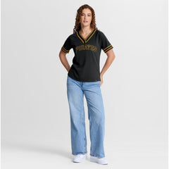 Pittsburgh Pirates Women's Diva Race Ahead Raglan V-Neck T-Shirt - Black