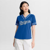 Los Angeles Dodgers Women's Diva Race Ahead Raglan V-Neck T-Shirt - Royal