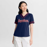 Cleveland Guardians Women's Diva Race Ahead Raglan V-Neck T-Shirt - Navy