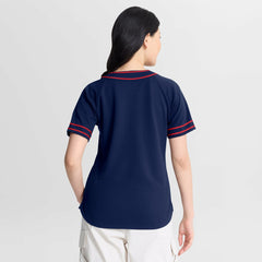 Cleveland Guardians Women's Diva Race Ahead Raglan V-Neck T-Shirt - Navy