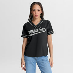 Chicago White Sox Women's Diva Race Ahead Raglan V-Neck T-Shirt - Black