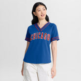 Chicago Cubs Women's Diva Race Ahead Raglan V-Neck T-Shirt - Royal
