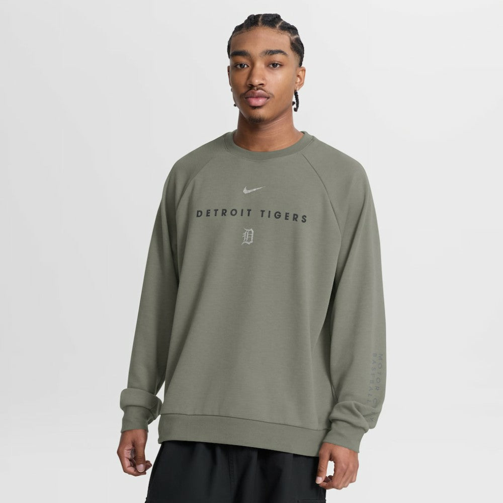 Detroit Tigers Statement Primary Raglan Dri-FIT Sweatshirt - Olive | Nike