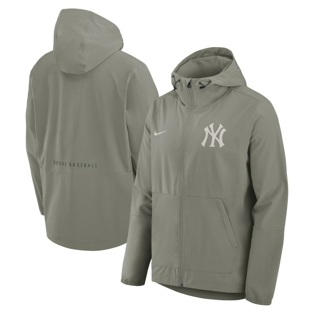 New York Yankees Unlimited Packable Full-Zip Hooded Jacket - Olive | Nike