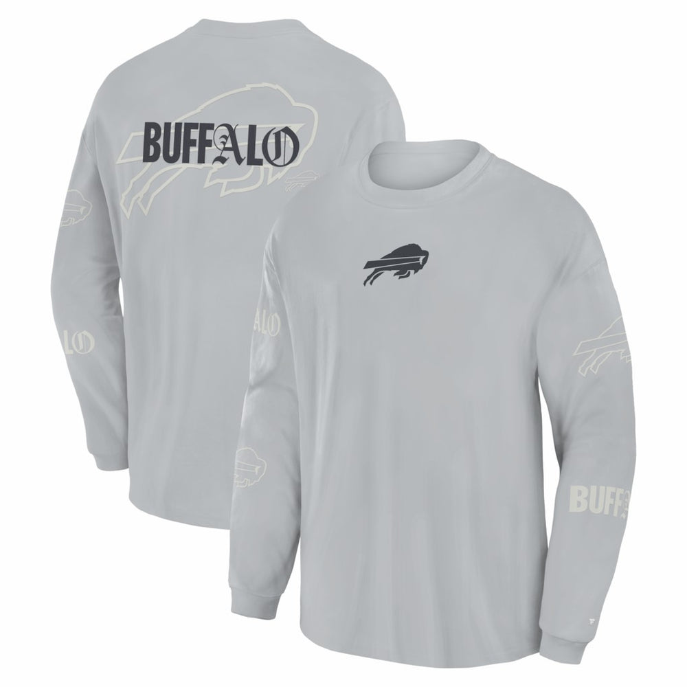 Buffalo Bills Oversized Type Play Long Sleeve T-Shirt - Gray cheap