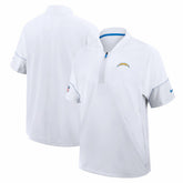 Los Angeles Chargers Sideline Short Sleeve Quarter-Zip Coach Jacket - White | Nike on sale