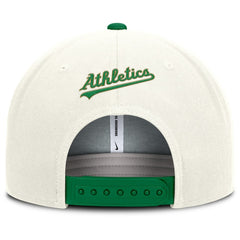 Athletics Cooperstown Pro Dri-FIT Snapback Hat - Cream/Green | Nike