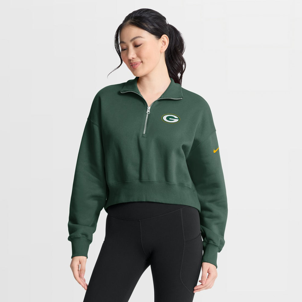 Green Bay Packers Women's Phoenix Fleece Quarter-Zip Sweatshirt - Green | Nike discount