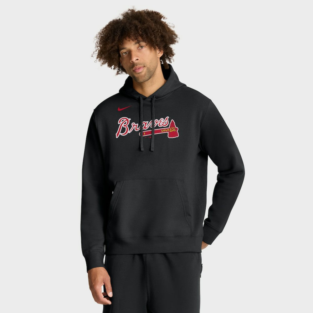 Atlanta Braves Dri-Fit Club Hoodie - Black | Nike
