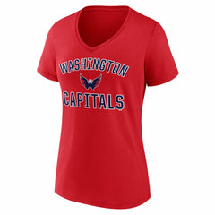 Washington Capitals Logo Athletic Women's Arch Victory V-Neck T-Shirt Red