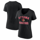 Ottawa Senators Logo Athletic Women's Arch Victory V-Neck T-Shirt Black