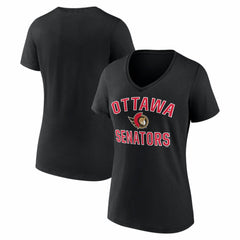 Ottawa Senators Logo Athletic Women's Arch Victory V-Neck T-Shirt Black