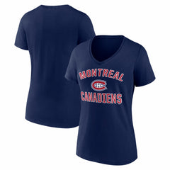 Montreal Canadiens Logo Athletic Women's Arch Victory V-Neck T-Shirt Navy