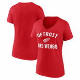 Detroit Red Wings Logo Athletic Women's Arch Victory V-Neck T-Shirt Red