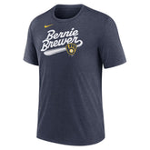 Milwaukee Brewers Mascot Slide Tri-Blend T-Shirt - Heather Navy | Nike