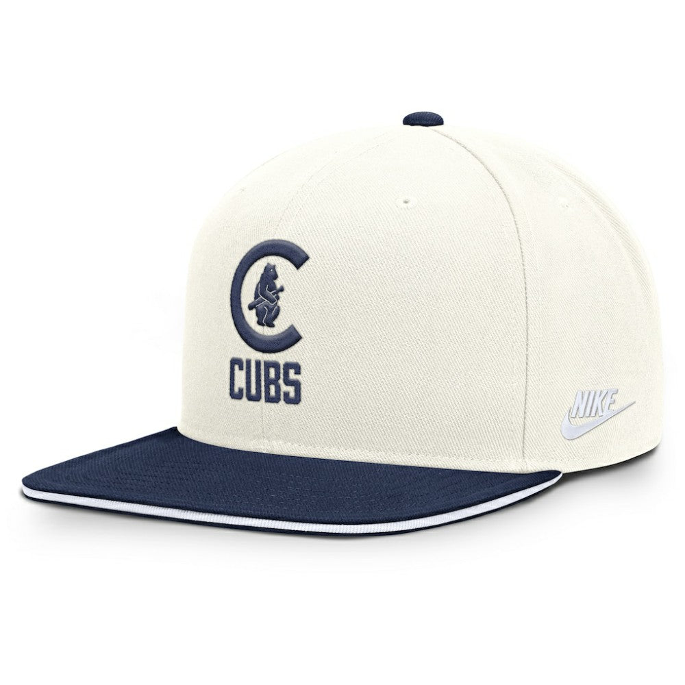 Chicago Cubs Cooperstown Pro Dri-FIT Snapback Hat - Cream/Navy | Nike