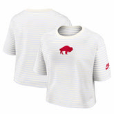 Buffalo Bills Women's Striped Cropped T-Shirt - White/Cream | Nike for sale