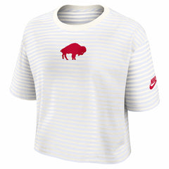 Buffalo Bills Women's Striped Cropped T-Shirt - White/Cream | Nike for sale