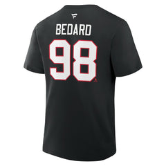 Connor Bedard Chicago Blackhawks Fanatics Authentic Stack Name & Number T-Shirt Black