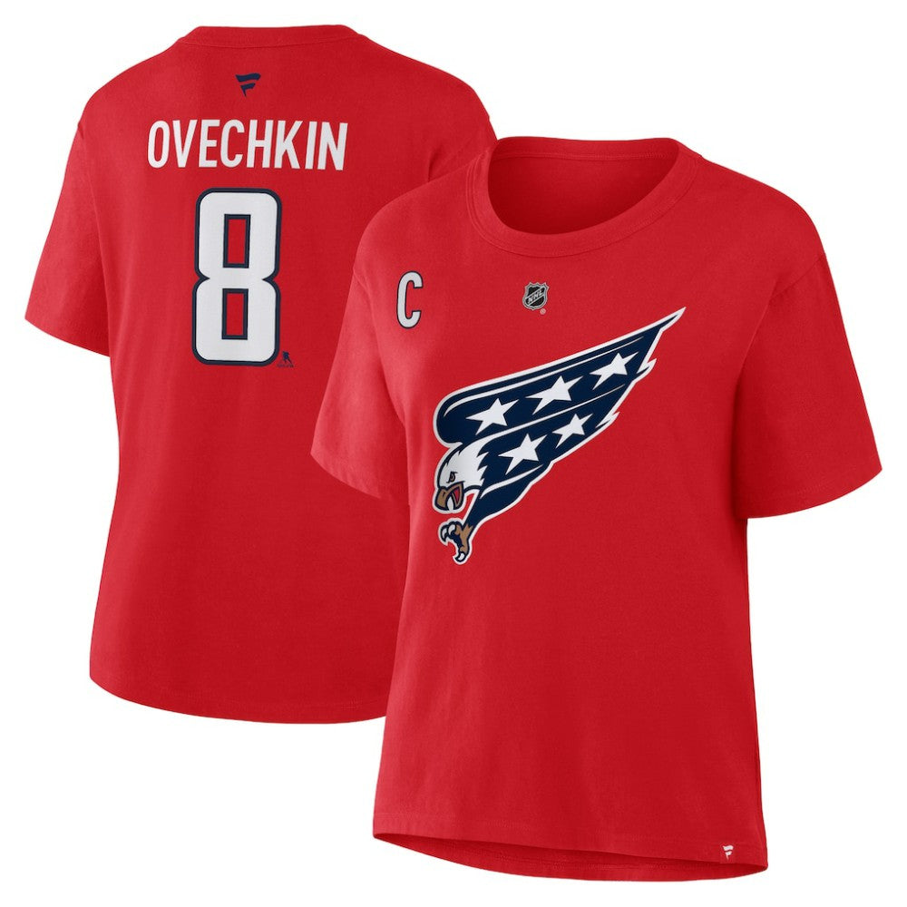 Alexander Ovechkin Washington Capitals Fanatics Women's Authentic Stack Name & Number T-Shirt Red