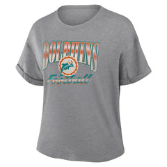 Miami Dolphins Women's Overplayed Tribute Tri-Blend Boxy T-Shirt - Heather Gray cheap
