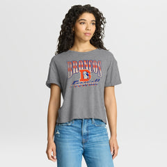 Denver Broncos Women's Overplayed Tribute Tri-Blend Boxy T-Shirt - Heather Gray sale