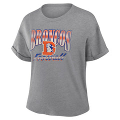 Denver Broncos Women's Overplayed Tribute Tri-Blend Boxy T-Shirt - Heather Gray sale