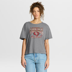 San Francisco 49ers Women's Overplayed Tribute Tri-Blend Boxy T-Shirt - Heather Gray online