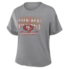 San Francisco 49ers Women's Overplayed Tribute Tri-Blend Boxy T-Shirt - Heather Gray online