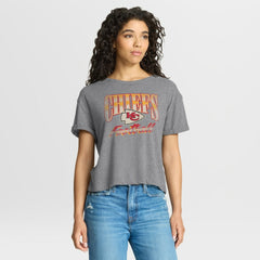 Kansas City Chiefs Women's Overplayed Tribute Tri-Blend Boxy T-Shirt - Heather Gray cheap