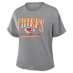 Kansas City Chiefs Women's Overplayed Tribute Tri-Blend Boxy T-Shirt - Heather Gray cheap