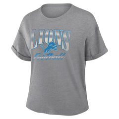 Detroit Lions Women's Overplayed Tribute Tri-Blend Boxy T-Shirt - Heather Gray cheap