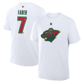 Brock Faber Minnesota Wild Fanatics Authentic Stack Name & Number T-Shirt White