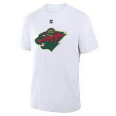 Brock Faber Minnesota Wild Fanatics Authentic Stack Name & Number T-Shirt White